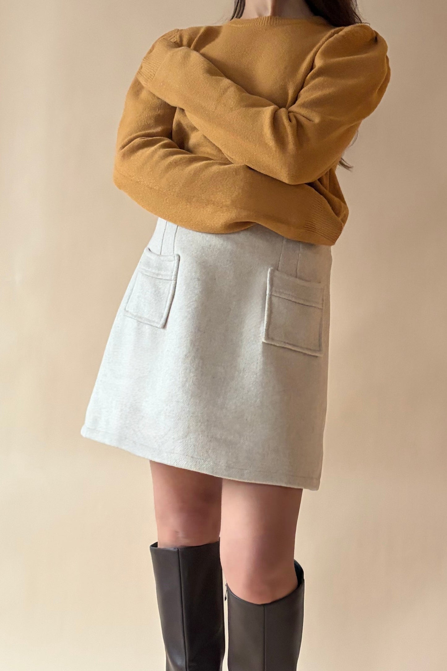 Fawn Wool Blend Skirt