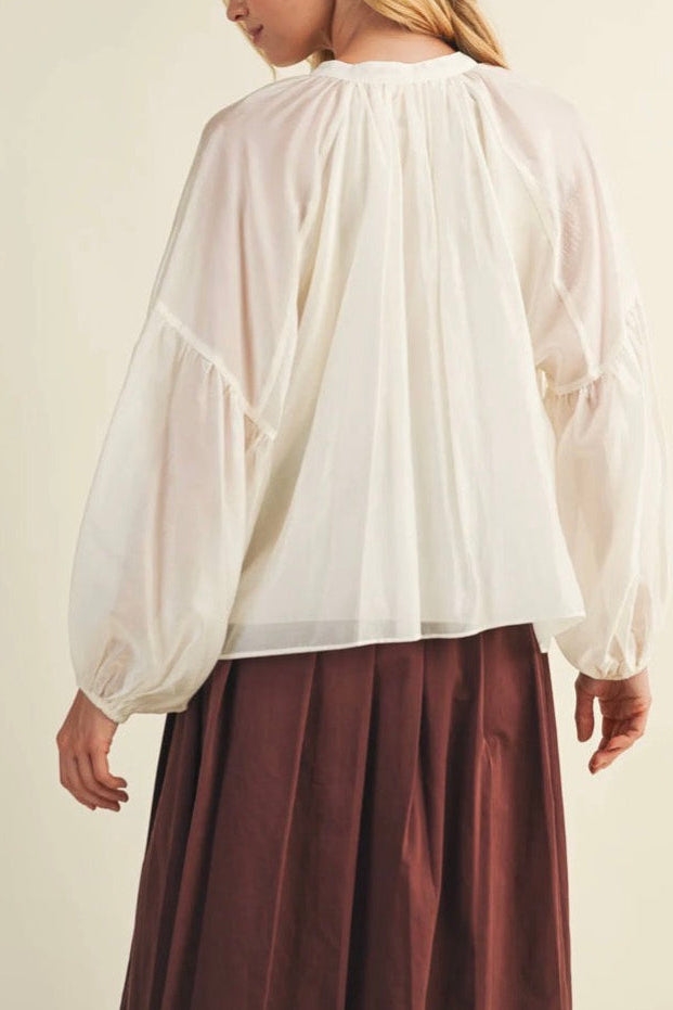 Dove Balloon Sleeve Blouse