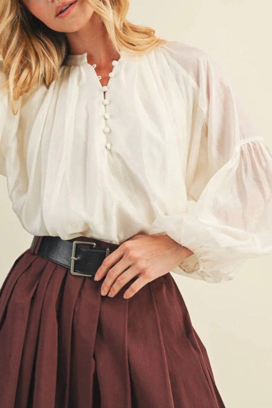 Dove Balloon Sleeve Blouse