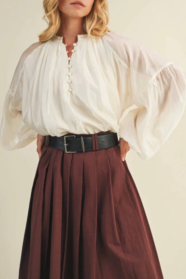 Dove Balloon Sleeve Blouse